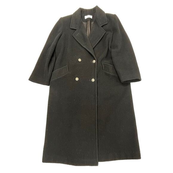 Vintage Woman’s Forecaster of Boston Wool Overcoat Double Breasted Black Size 12 - Picture 1 of 16